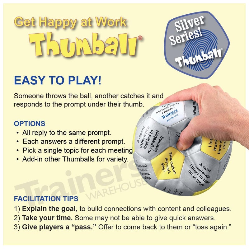 Trainers Warehouse Get Happy at Work Thumball 6" | Team Building Activities - Create a Positive Workplace. Promote Optimisim & Happy Conversations | 32 Prompts - Image 4